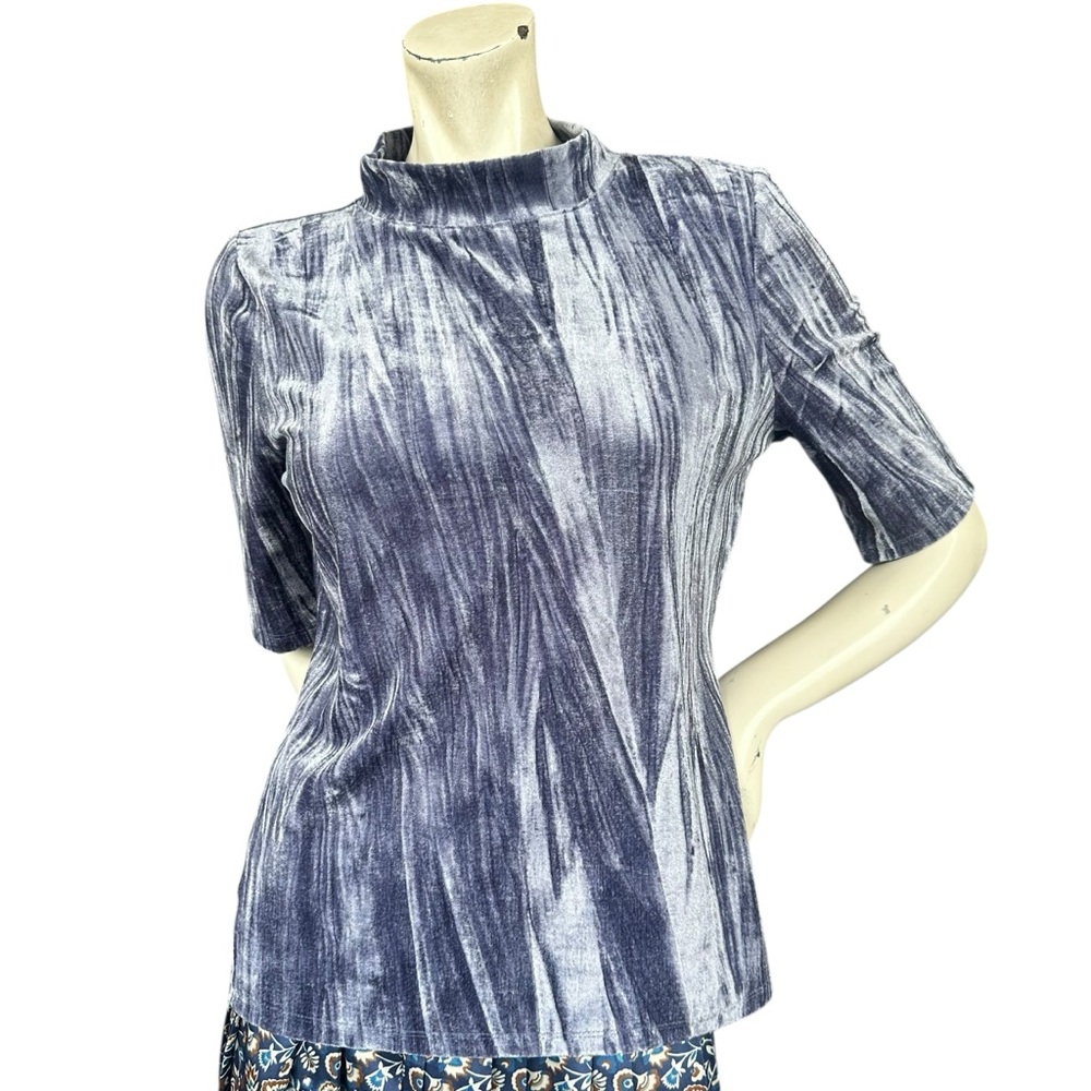 Anthropologie Pilcro Mockneck Crushed Velveteen 3/4 Sleeve Blouse Size Medium